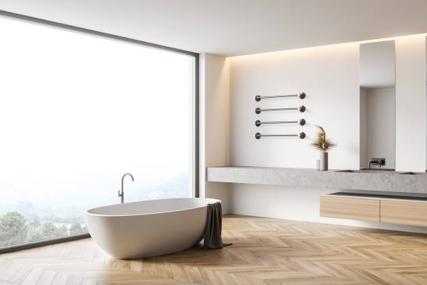 istock White and wooden bathroom corner 1292636758