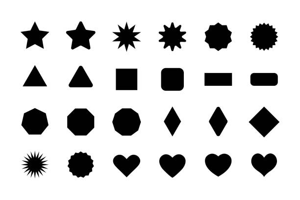 illustrations, cliparts, dessins animés et icônes de formes de base pour le design. étoiles, triangle, hexagone, carré, rectangle, coeur. collection d’éléments vectoriels géométriques - diamond