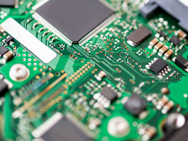 istock Macro photo of hard disk controller board. IT detail in computer. Technical background. 1292640095