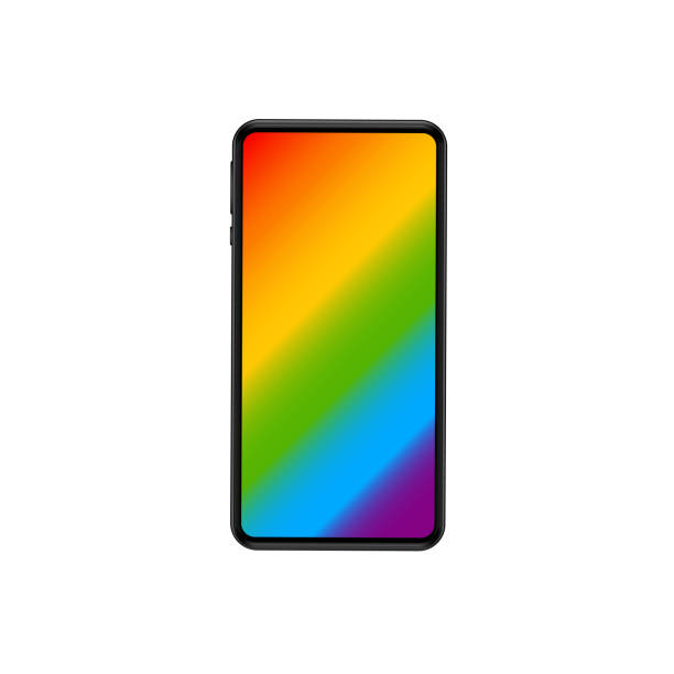 istock Phone with abstract LGBT flag. Rainbow love concept. Human rights and tolerance. Poster, postcard, banner and background. Vector illustration 1292640151