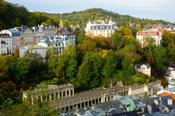 istock Karlovy Vary overlooking Mill Colonnade, Czech Republic 1292648175