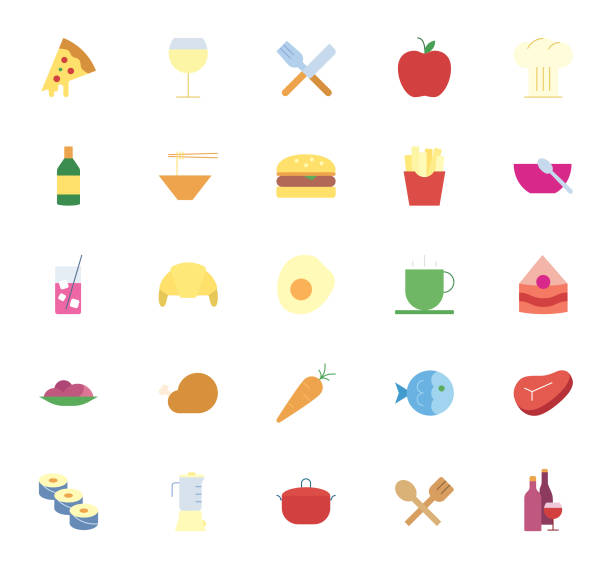 Food and Drinks Icon Set vector art illustration