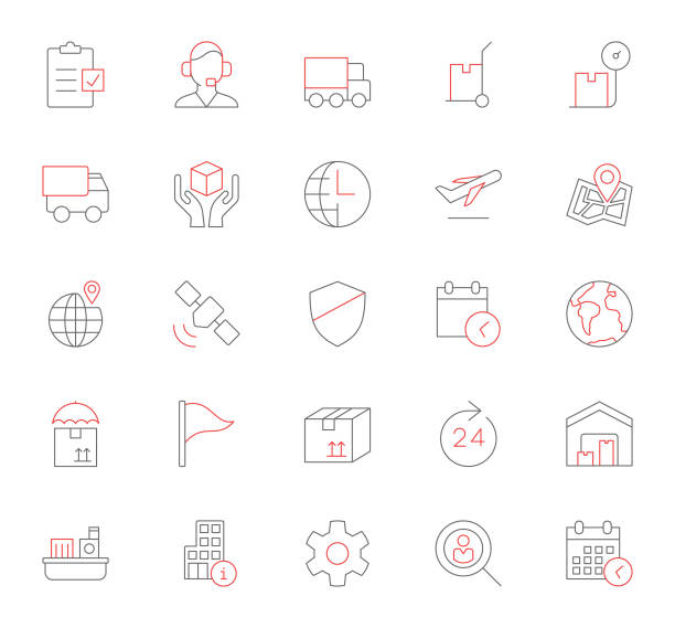 Shipping and Business Icon Set vector art illustration