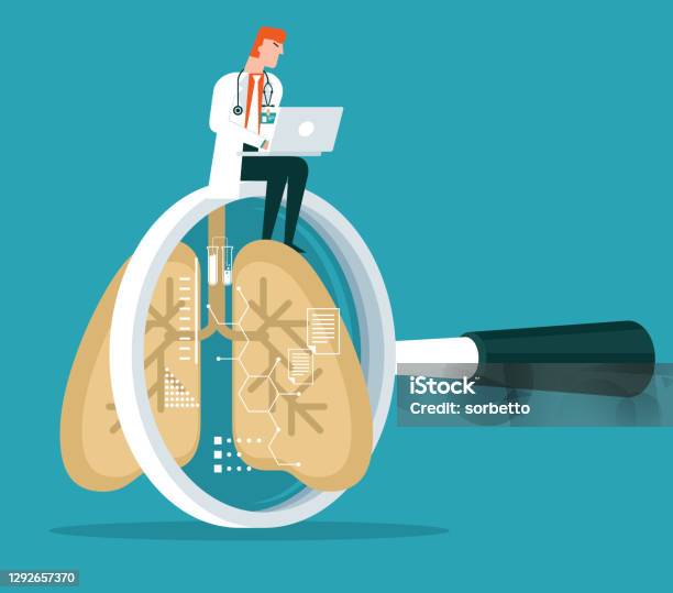 Human Lungs Magnifying Glass Stock Illustration - Download Image Now - Lung, Lung Cancer, Medical Exam