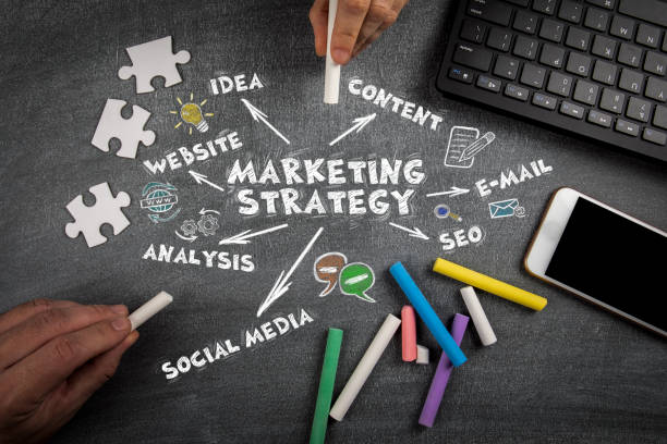 istock MARKETING STRATEGY. Website, Idea, Content and Social Media concept. Computer keyboard and mobile phone 1292658662