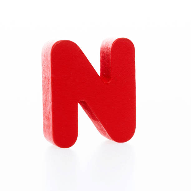 Wooden letter N on white background