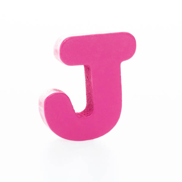 wooden letter j on white background - letter j block toy alphabet imagens e fotografias de stock