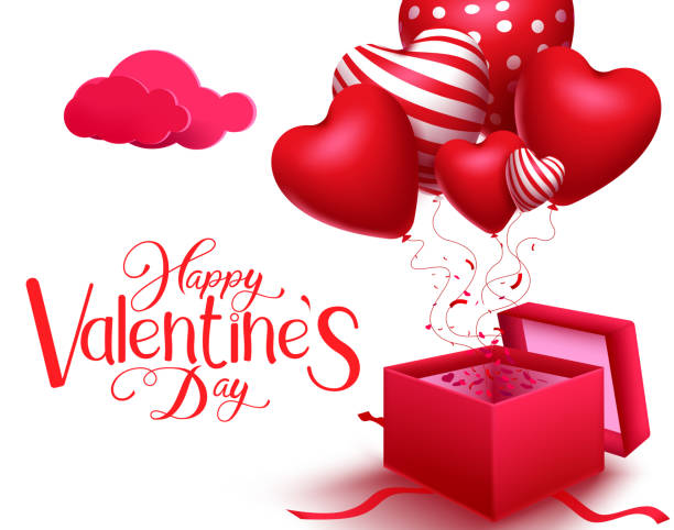 istock Valentine's day love vector background design. Happy valentine's day text with floating 3d love and hot air balloons elements for romantic valentine's day celebration design. 1292663287