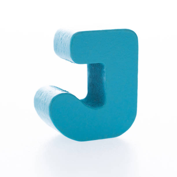 wooden letter j on white background - letter j block toy alphabet imagens e fotografias de stock