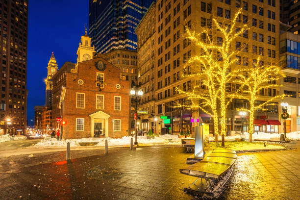istock Boston old state house at night 1292666303