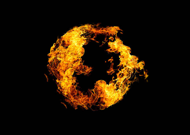 illustration 3d d’un anneau brûlant de corde - bomb symbol explosive sparks photos et images de collection