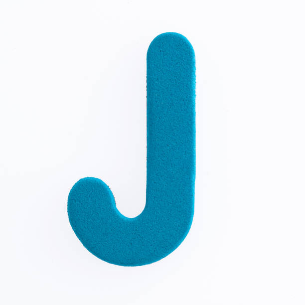 carattere espanso: lettera j su sfondo bianco - letter j block toy alphabet foto e immagini stock