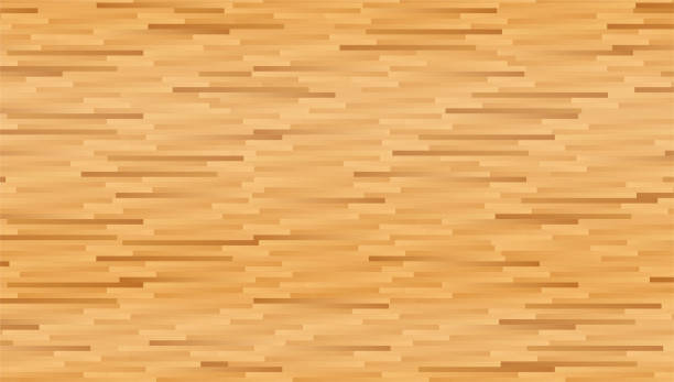 holzparkettboden hintergrund. indoor-sportspielplatz top-ansicht für aktive erholung. vektor - holz halle stock-grafiken, -clipart, -cartoons und -symbole