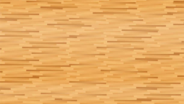 wooden parquet flooring background. Indoor sports playground top view for active recreation. Vector wooden parquet flooring background. Indoor sports playground top view for active recreation. Vector bamboo texture stock illustrations