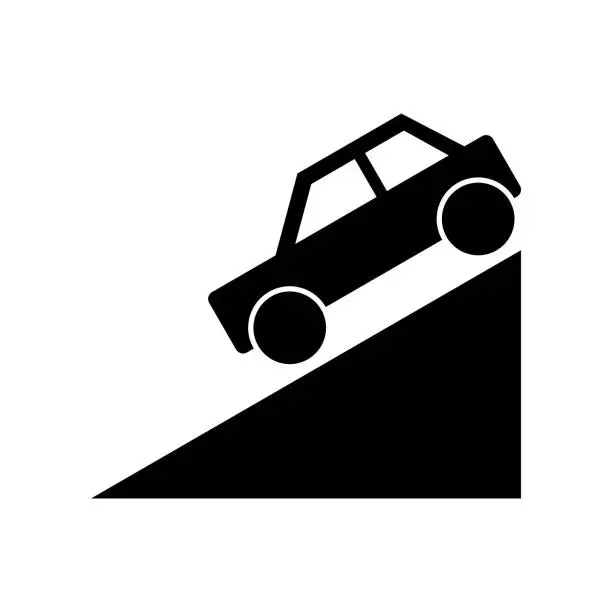 Vector illustration of steep downhill traffic sign