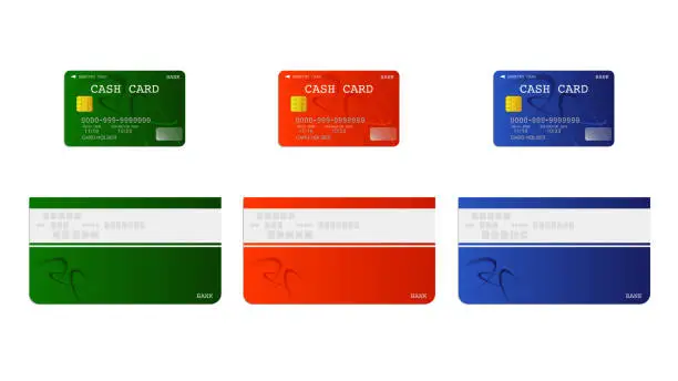 Vector illustration of Illustration of bank card and passbook. Three-color sample.