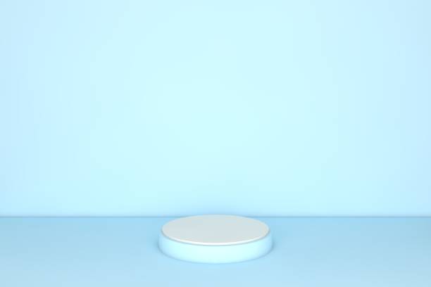 istock 3D Blue and White Stands On Blue Background, Product Stand, Blank Scene 1292678512