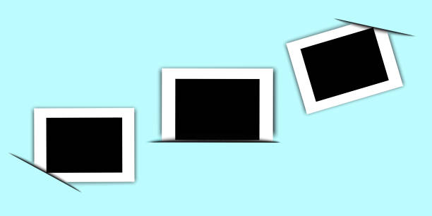 istock Abstract image with photo frames on blue background. Scrapbook design. Photo frame tucked corners. Stock image. EPS10. 1292680217