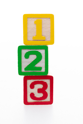 Wooden toy blocks with number 123.