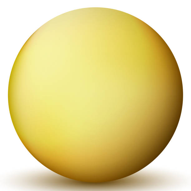 istock Glass yellow ball or precious pearl. Glossy realistic ball, 3D abstract vector illustration highlighted on a white background. Big metal bubble with shadow. 1292681168