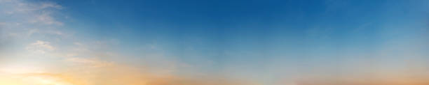 istock Dramatic panorama sky with cloud on sunrise and sunset time. 1292682195