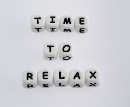 Cube blocks with text time to relax.