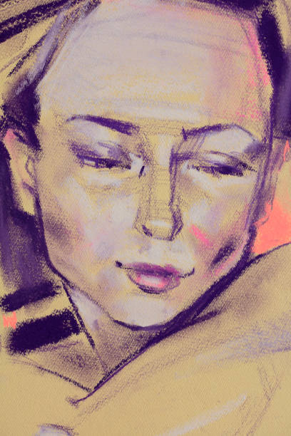 istock Pastel painting, female portrait, handmade 1292689563