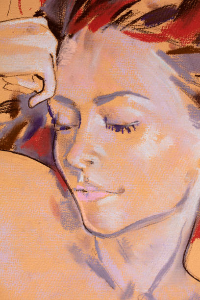 istock Pastel painting, female portrait, handmade 1292689630