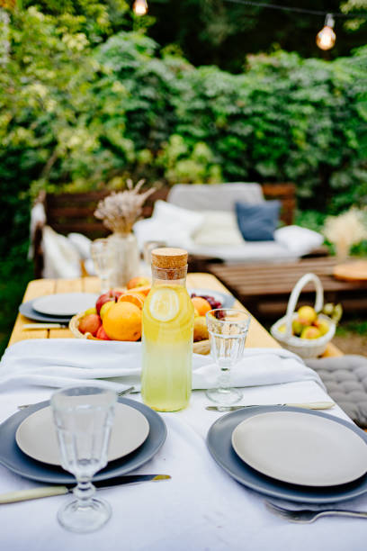 istock table served in the garden for a family dinner. a romantic dinner 1292692525