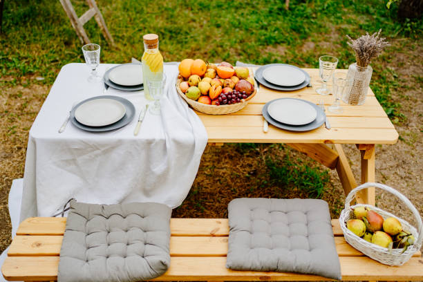 istock table served in the garden for a family dinner. a romantic dinner 1292692555