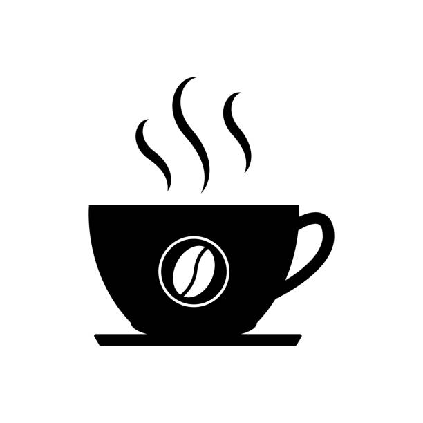 кофейная чашка простой вектор значок. вектор черный кофе кубок для кафе или ресторана иллюстрация логотип символ. кофейная чашка с значок к - steam black coffee heat drink stock illustrations