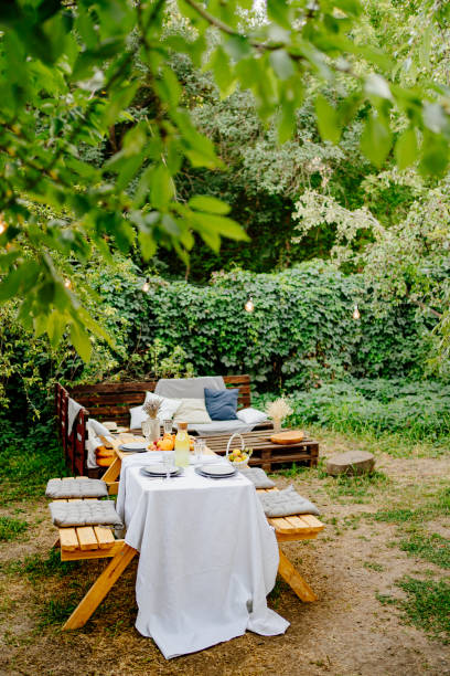 istock table served in the garden for a family dinner. a romantic dinner 1292693490