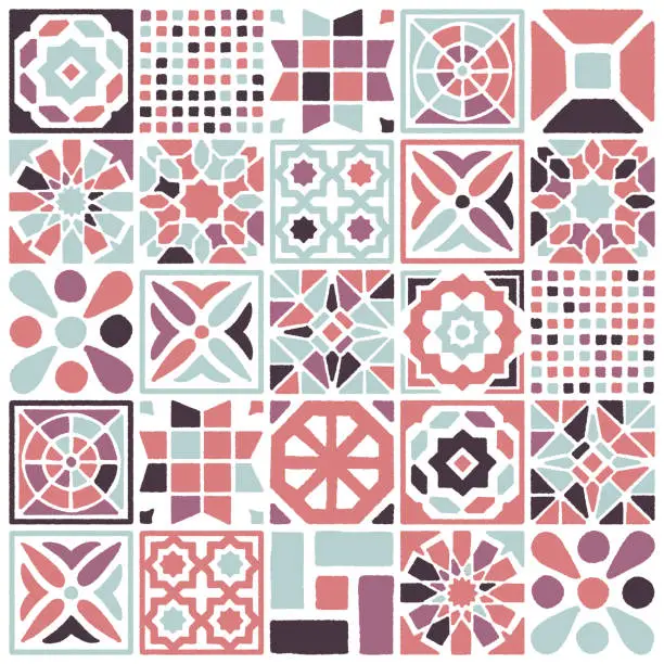 Vector illustration of Eclectic Floor Tile Seamless Pattern Design