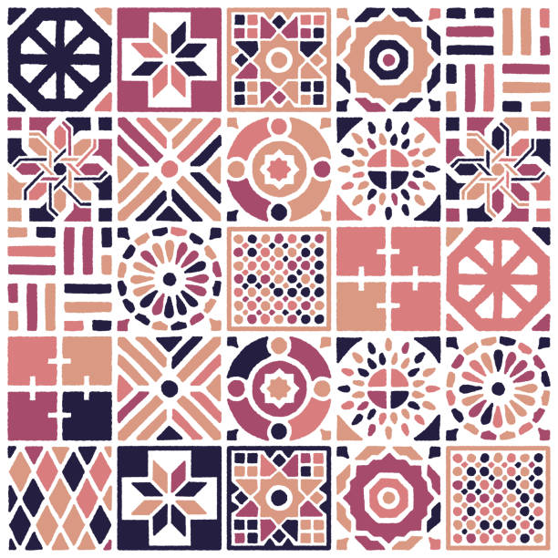 мексиканский талавера бесшовные шаблон дизайн - spanish culture pattern tile backgrounds stock illustrations