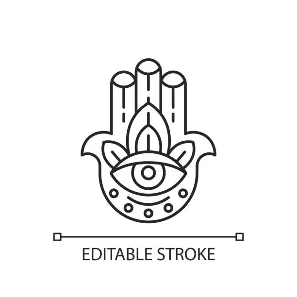 Vector illustration of Hamsa Hand linear icon