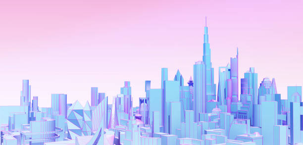 istock abstract city in pink blue tones 1292699988