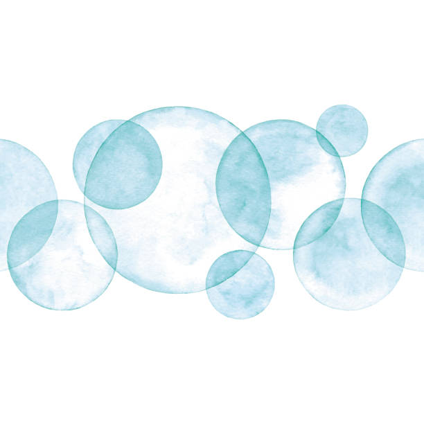 акварель абстрактные голубые пузыри - soap sud bubble mid air circle stock illustrations