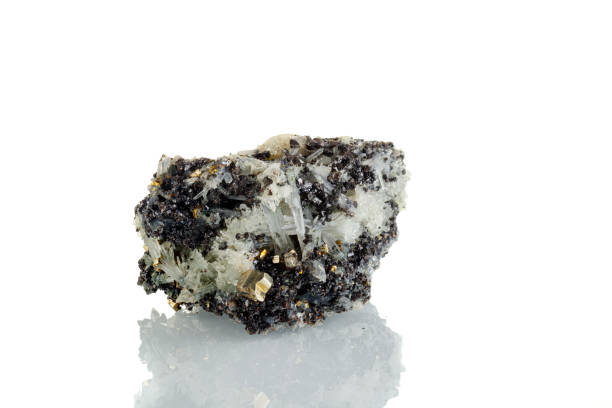 istock macro mineral stone Quartz Galena Pyrite on a white background 1292702956