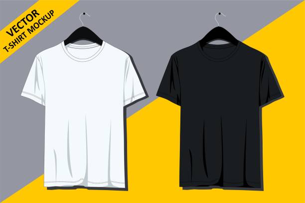 istock Black and White T-Shirt Mockup on hanger 1292703019