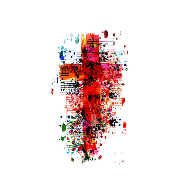 istock Colorful christian cross with musical notes isolated vector illustration. Religion themed background. Design for gospel church music, choir singing, concert, festival, Christianity, prayer 1292704912
