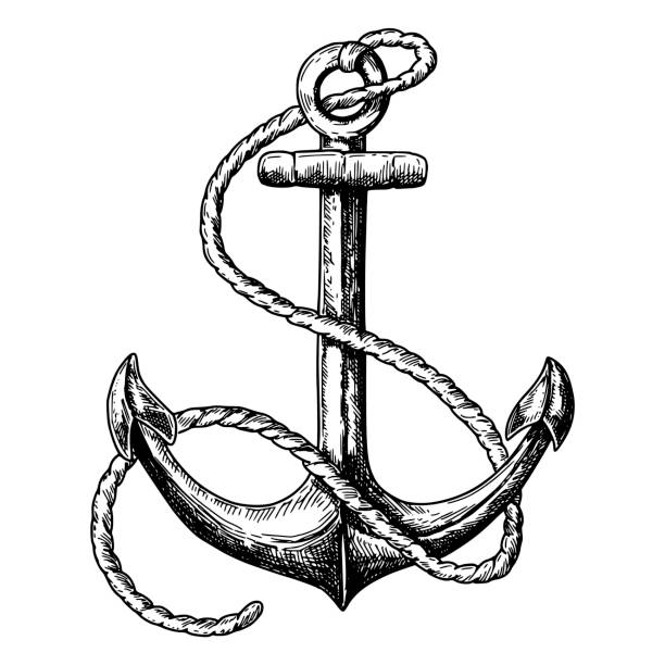 2,100+ Drawing Of The Old Boat Anchors Stock Illustrations