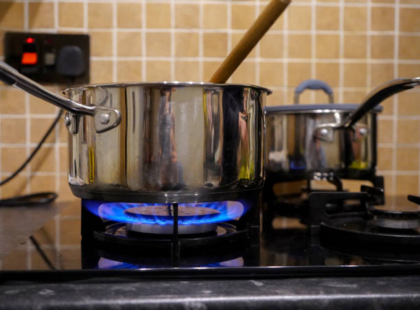 istock Pan on top of a gas burning hob 1292708117