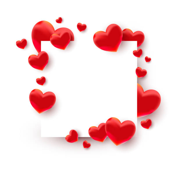 красные сладкие конфеты любят форму вокруг квадратной рамы с копировальной площадью на белом фоне. иллюстрация вектора - white background valentines day box heart shape stock illustrations