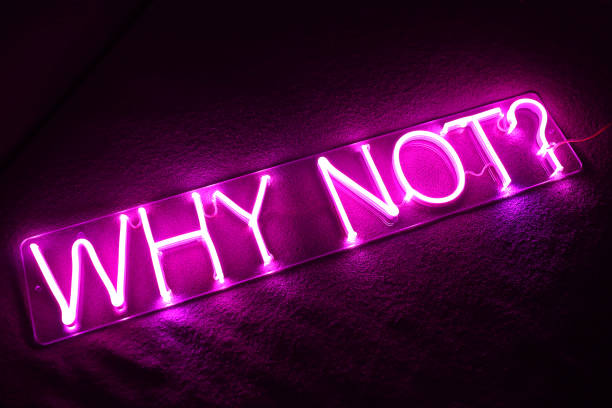 istock Pink neon sign why not?. Trendy style. 1292711282