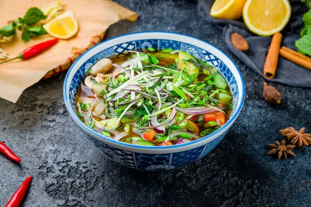 Vietnamese soup Pho Ho, vegetable soup