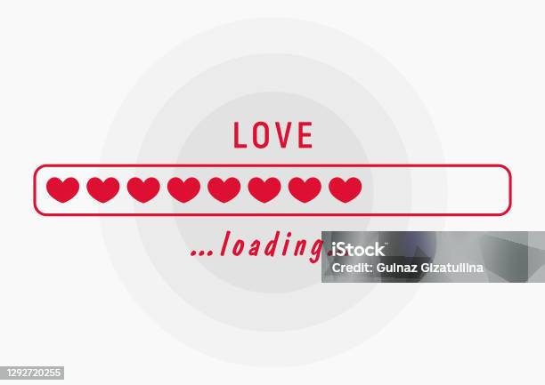 Heart Loading Sign Valentines Day Loading Progress Status Bar With Red Heart Loading ...