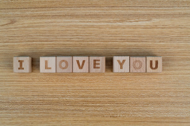 Wooden blocks with text i love you.