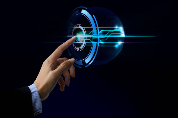 istock Finger touch screen digital, can add icons concept design - Touch the future, Interface technology 1292721192