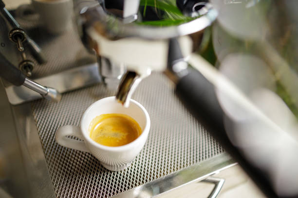 making coffee with a professional espresso machine