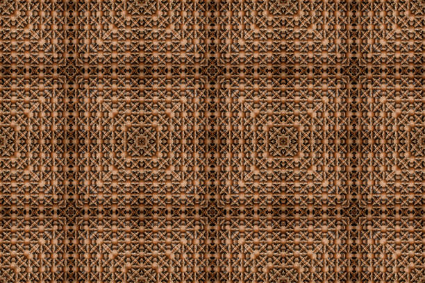 beautiful carved wooden lattice on the window. oriental artful abstract pattern. furniture and interior decorations